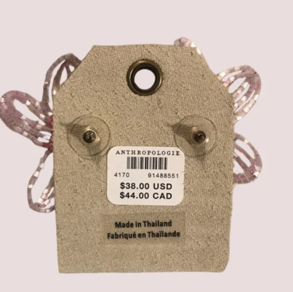 Anthropologie Small Beaded Post Earrings in Pink - Picture 4 of 5